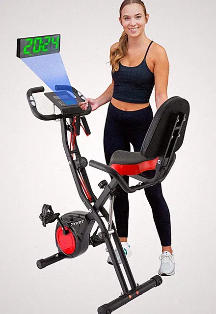 3-IN-1 Exercise Bike with Luminous Digits Display | Folding Stationary Bikes...