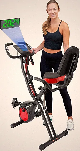 3-IN-1 Exercise Bike with Luminous Digits Display | Folding Stationary Bikes for