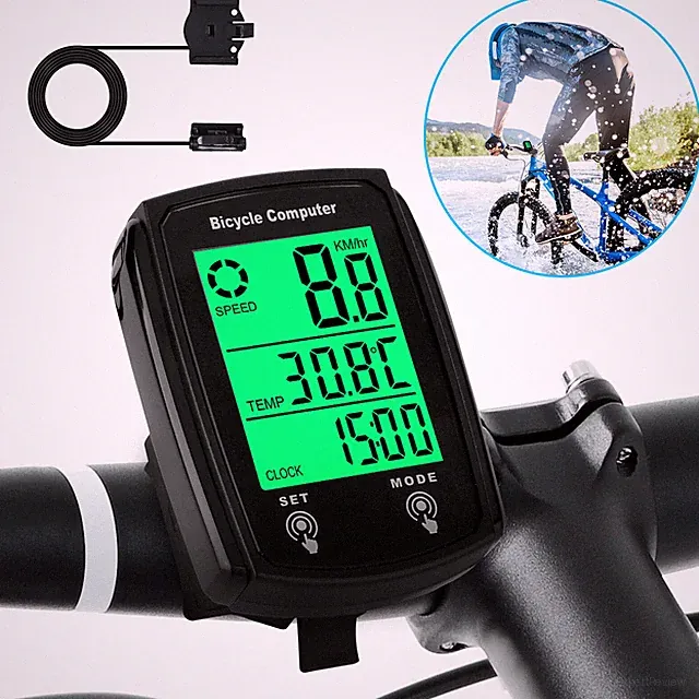 Bike Bicycle Speedometer Computer Digital Odometer Cycle Waterproof LCD Wired US
