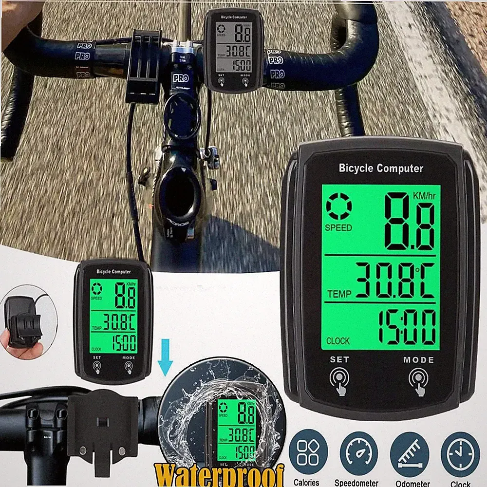Bike Bicycle Speedometer Cycle Digital Odometer Computer Waterproof LCD Display