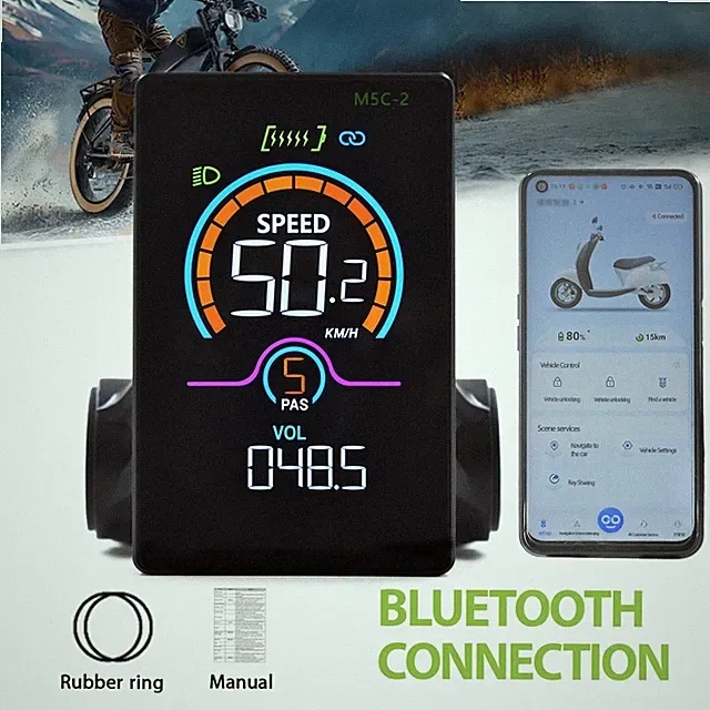 Electric Bike Computer Bluetooth Wired Digital Color LCD Display Vehicle Locking