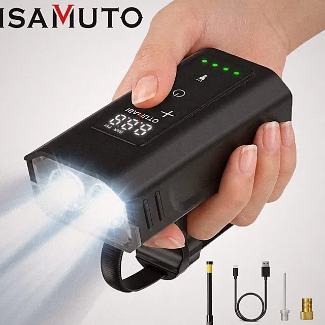 Mini Bike Air Pump Portable 150PSI Fast Inflate Auto-stop, 2400 Lumens LED Light