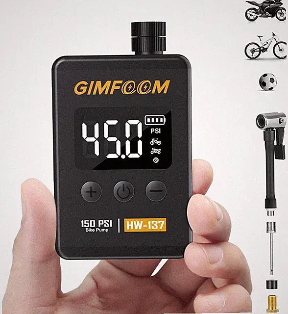 Mini Bike Pump, 150PSI Bicycle Pump, Bike Tire with Digital Pressure GIMFOOM