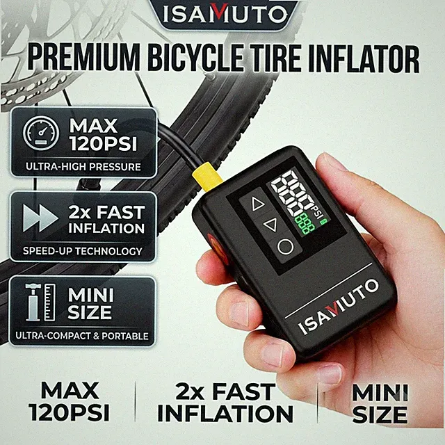 MINI Bike Pump with Gauge Portable 120 PSI Fast Inflation For Road City Bike MTB