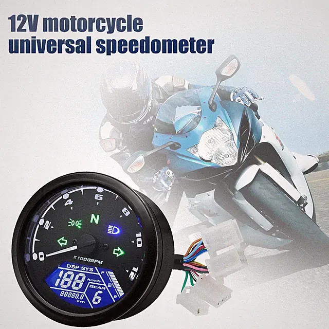 Universal Motorcycle Meter Speedometer Digital Odometer with Gear Indicator