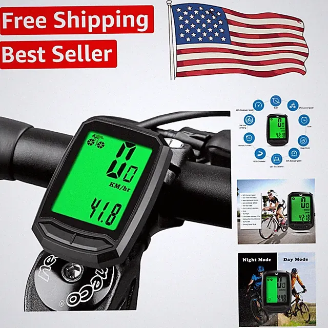Waterproof Wireless Bicycle Speedometer with Large LCD Display - Multi-Function