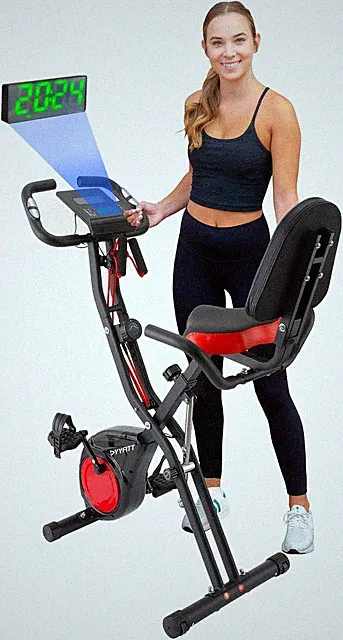 YYFITT 3 IN 1 Exercise Bike Luminous Digits Display Folding
